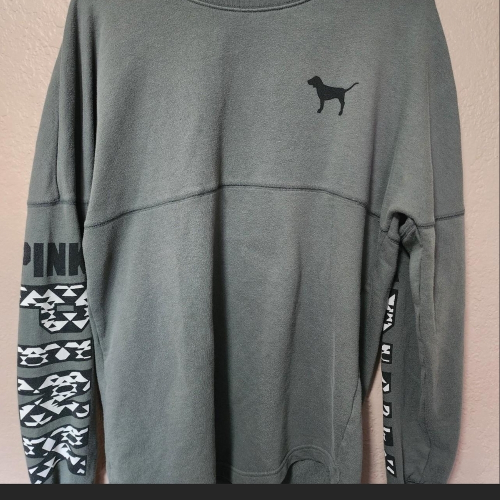 Gray PINK Sweatshirt with Dog Logo